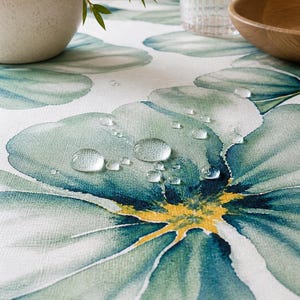 Oilcloth Cotton Tablecloth, Waterproof Easy Care Table Cover, Spill and Stain Resistant, Water Repellent - Round, Rectangle, Custom Sizes