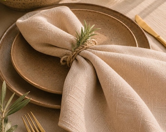 Natural Linen Napkins, Mediterranean Linen Napkins, Summer Dining Table, Boho Wedding Table Decor, Wedding Napkins with Custom Embroidery