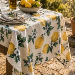 Zitrone Leinen Tischdecke, Hochzeit Tischdekoration - extra lange Tischdecke, kundenspezifische Größe - Leinen Heimtextilien, Erbhochzeit, Sommer Citrus