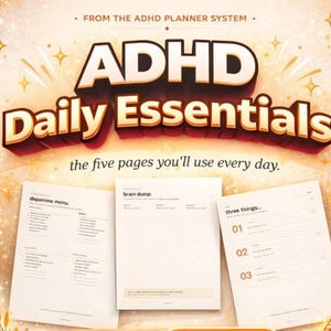 ADHD Planner Printable Daily Bundle | Brain Dump Dopamine Menu Done List | Executive Dysfunction PDF