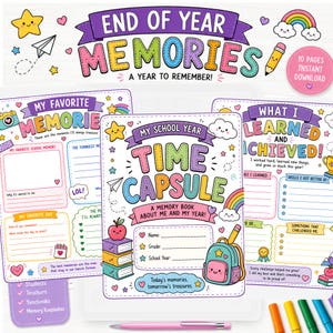 Ende des Jahres Erinnerungsbuch | Kindergarten 1.2 Klasse Andenken (PDF Download)