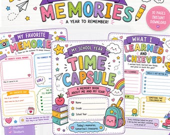 End of Year Memory Book | Kindergarten 1st 2nd Grade Keepsake (PDF Download)