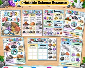 Rocks and Minerals Activities | Rock Cycle Worksheets | Types of Rocks Science | Mineral Properties | Sorting & Cut Paste