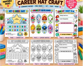 Community Helpers Craft | Career Day Activity | When I Grow Up Craft | Career Hat Printable | Preschool Kindergarten