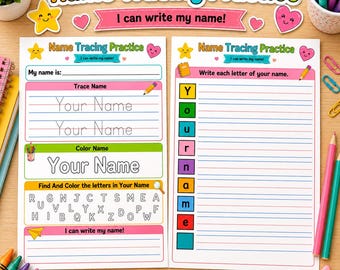 Custom Name Tracing Worksheet, Personalized Handwriting Practice, PreK Name Trace Printable, Done For You Name