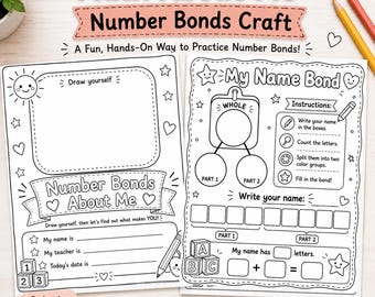 Math About Me Number Bonds Craft | Back to School Kindergarten & 1st Grade Activity