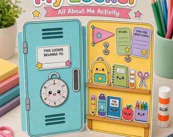 Locker Craft Printable | Back to School Activity for Kids | First Day Cut and Paste PDF Preschool Kindergarten DIY Craft