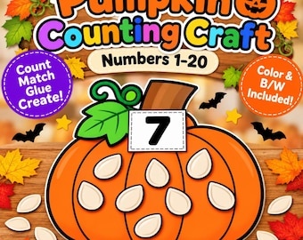 Pumpkin Counting Bulletin Board, Math Craft, Numbers 1-20, Fall Classroom Decor, Counting Activity