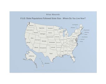 A1 USA Map Poster - Single Label - Atlas Absurdo: Where Do You Live Now? Funny Geography Wall Art