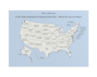 A1 USA Map Poster - Dual Label - Atlas Absurdo: Where Do You Live Now? Funny Geography Wall Art