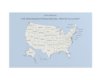 24x36 USA Map Poster - Single Label - Atlas Absurdo: Where Do You Live Now? Funny Geography Wall Art