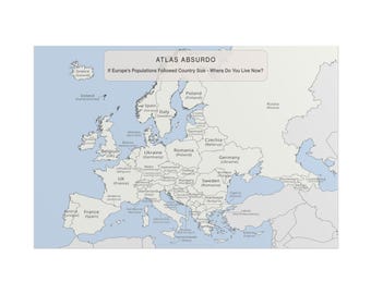 24x36 Europe Map Poster - Dual Label - Atlas Absurdo: Where Do You Live Now? Funny Geography Wall Art