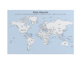 24x36 World Map Poster - Dual Label - Atlas Absurdo: Where Do You Live Now? Funny Geography Wall Art