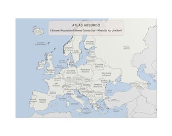 A1 Europe Map Poster - Dual Label - Atlas Absurdo: Where Do You Live Now? Funny Geography Wall Art
