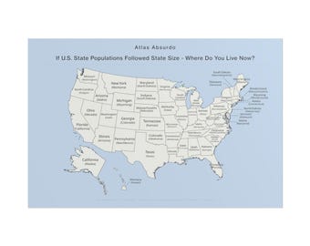 24x36 USA Map Poster - Dual Label - Atlas Absurdo: Where Do You Live Now? Funny Geography Wall Art
