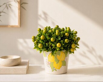 Handmade Lemon Ceramic Planter Pot Turkish Pottery Kitchen Utensil Holder Decorative Housewarming Gift