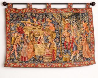 Les Vendanges Weinlese Jacquard Wandteppich - Regent Textiles 52x33