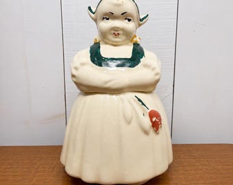 Pote de biscoitos vintage Shawnee Dutch Girl | Pote de biscoitos vintage de cerâmica dos EUA com o tema Dutch Girl