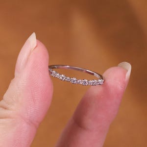 Dainty CZ Stackable Ring, Half Eternity Round CZ Ring, 925 Sterling Silver Thin Band, Wedding Gift, Promise Ring for Her, Bridesmaid Gifts