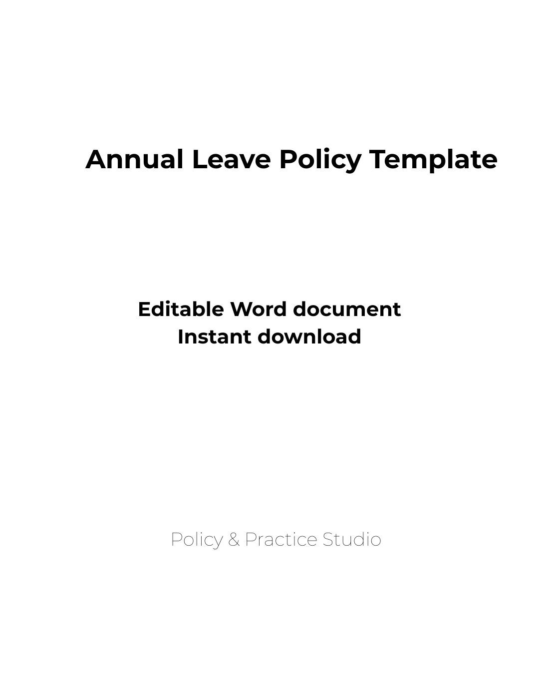 Annual Leave Policy Template (editable Word) | HR Policy | Holiday ...