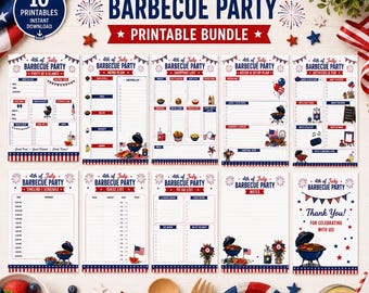4. Juli Grillparty-Planer-Bundle | Vaterhafter Koch-Organizer (PDF Download)
