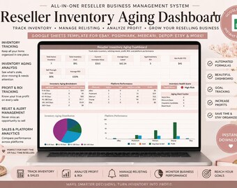 Reseller Inventory Tracker Google Sheets | Sales, Profit, Aging Dashboard (Digital Download)