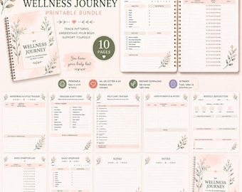 Meine Wellness Reise druckbare Bündel | Perimenopause Notizbuch | Selbstfürsorge-Tracker | ripped rippling | Zyklustracker
