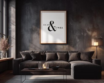 Ich kann und ich werde Typografie Print | Minimalistische Wandkunst (Digitaler Download)
