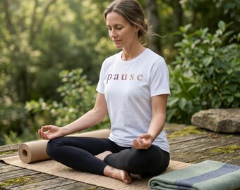 Pause Tee |Meditation Apparel| Airlume Cotton| Peaceful Shirt| Stillness
