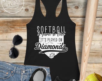Tank Top for Softball Coaches, Moms, and Players: A Game So Fine It's Played on Diamonds