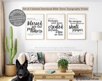 Bible Verse Print Set for Law Enforcement, Peacemakers, Purpose, and Weapons, Instant Download
