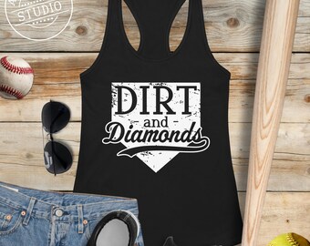 Dirt and Diamonds Women's Racerback Tank, Baseball and Softball Tank Top