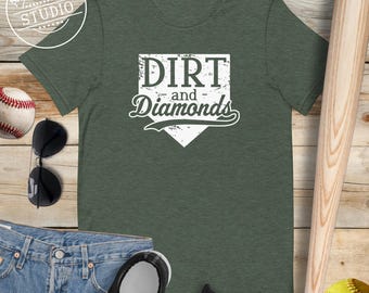 Dirt and Diamonds Unisex T Shirt for Baseball and Softball Moms and Softball Players, Softball Coach Gift Ideas