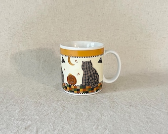 Taza de café vintage de Halloween con gato