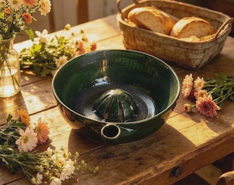 Handmade Ceramic Swirl Berry Bowl | Rustic Fruit Colander, Kitchen Decor