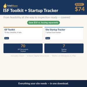 ISF Toolkit + Site Startup Tracker | Clinical Research Site Bundle | Feasibility to Inspection-Ready | Excel