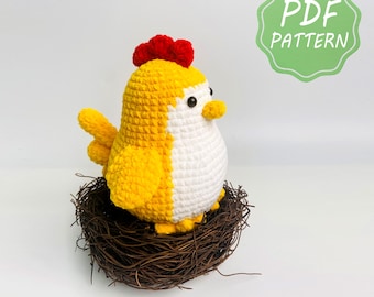 Hen Crochet Pattern, Amigurumi Rooster Crochet, Mabel Chicken Pattern, Cute Bird Plush Amigurumi PDF