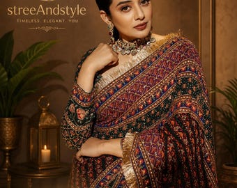 Designer Georgette Saree, Digital Print, Mirror Work, Sequin Embroidery (Wedding Party Wear)