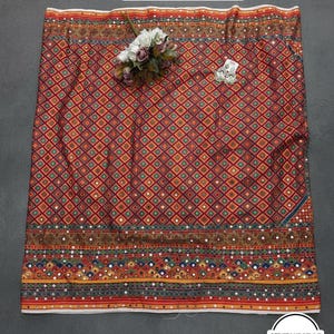 Crepe Silk Digital Print Saree, Real Mirror Work, Latkan Pallu, Party Wedding Ethnic Wear image 8