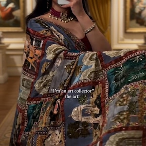 Ajrak Crepe Silk Saree, Real Mirror Work, Digital Print, Festive Wedding Wear