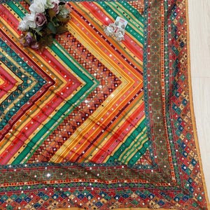 Crepe Silk Digital Print Saree, Real Mirror Work, Latkan Pallu, Party Wedding Ethnic Wear image 5