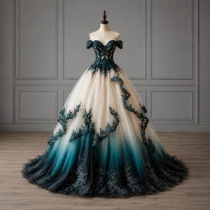 Teal and Gold Dress - Etsy