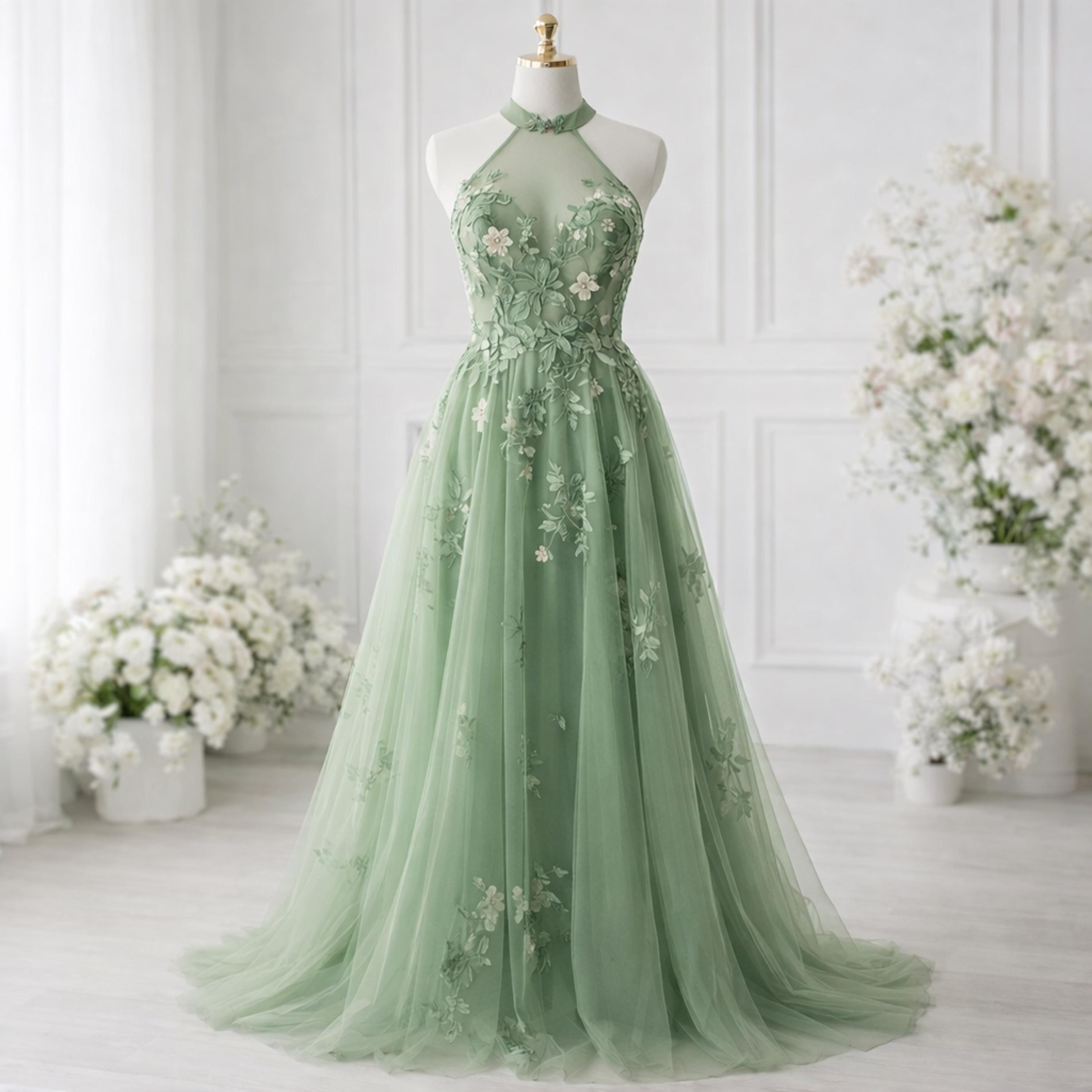 green emerald velvet dress Gothic Forest Green Ball Gown with Textured Ruffle Accents