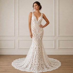 plus size ivory evening dresses Plus Size Beaded Crepe A-line Gown by Tiffany Designs 16961 – ABC Fashion main image 0