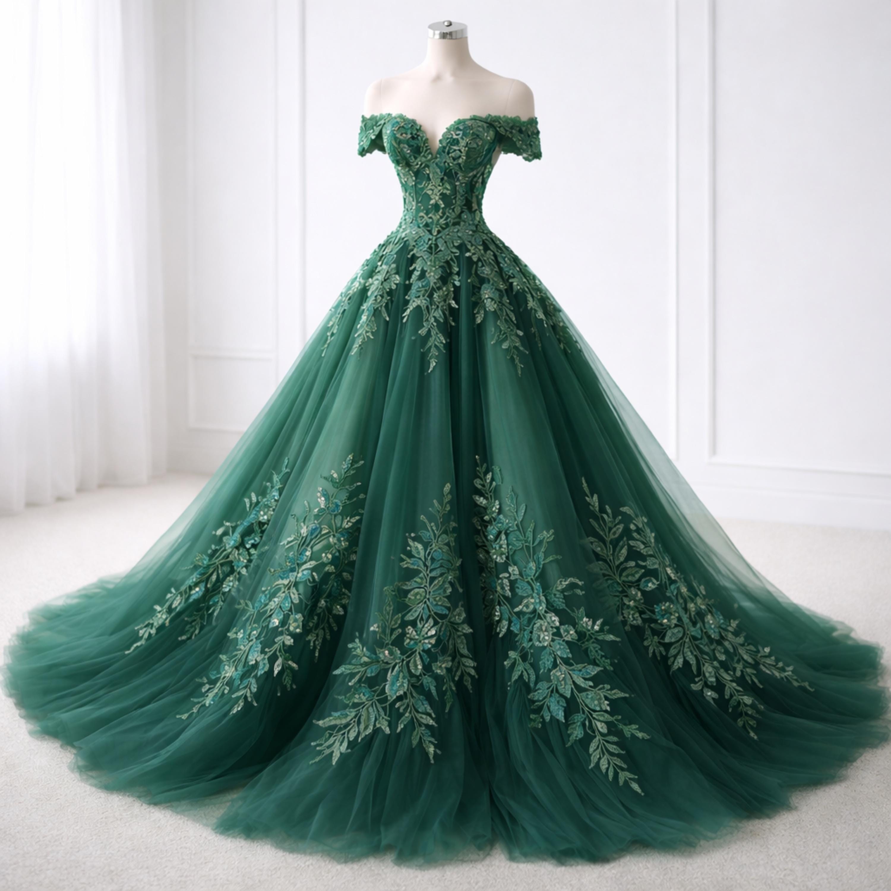Emerald Green Evening Dress - Etsy Sweden