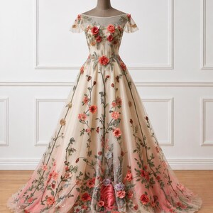 green emerald velvet dress Rose Pink Floral Embroidered Maxi Dress - All Dresses main image 1
