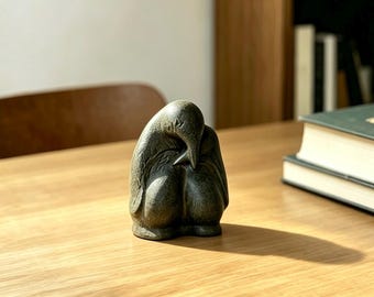 Statue de couple de pingouins en fer | Cadeau d'anniversaire | Style minimaliste moderne, idéal pour une étagère ou un bureau - Cadeau pour les amoureux des animaux