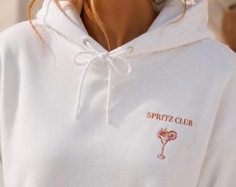 Spritz Club Embroidered Hoodie, Minimal Coastal Hoodie  Aperol Spritz Sweatshirt, Beach Club Hoodie, Summer Hoodie, Unisex Pullover