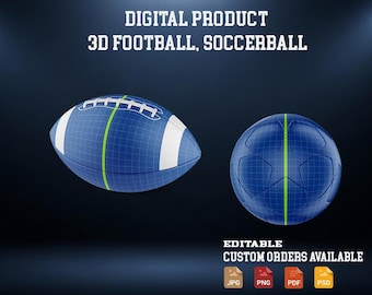 Balón de fútbol 3D / Maqueta editable de balón deportivo