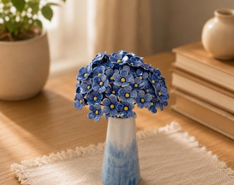Fiori in ceramica "Non ti scordar di me", bouquet floreale blu, decorazione floreale fatta a mano, regalo per lei
